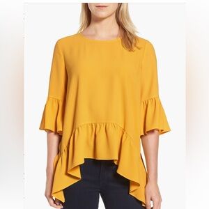 Gibsonlook | (M) Elegant Mustard Ruffle Hem Top